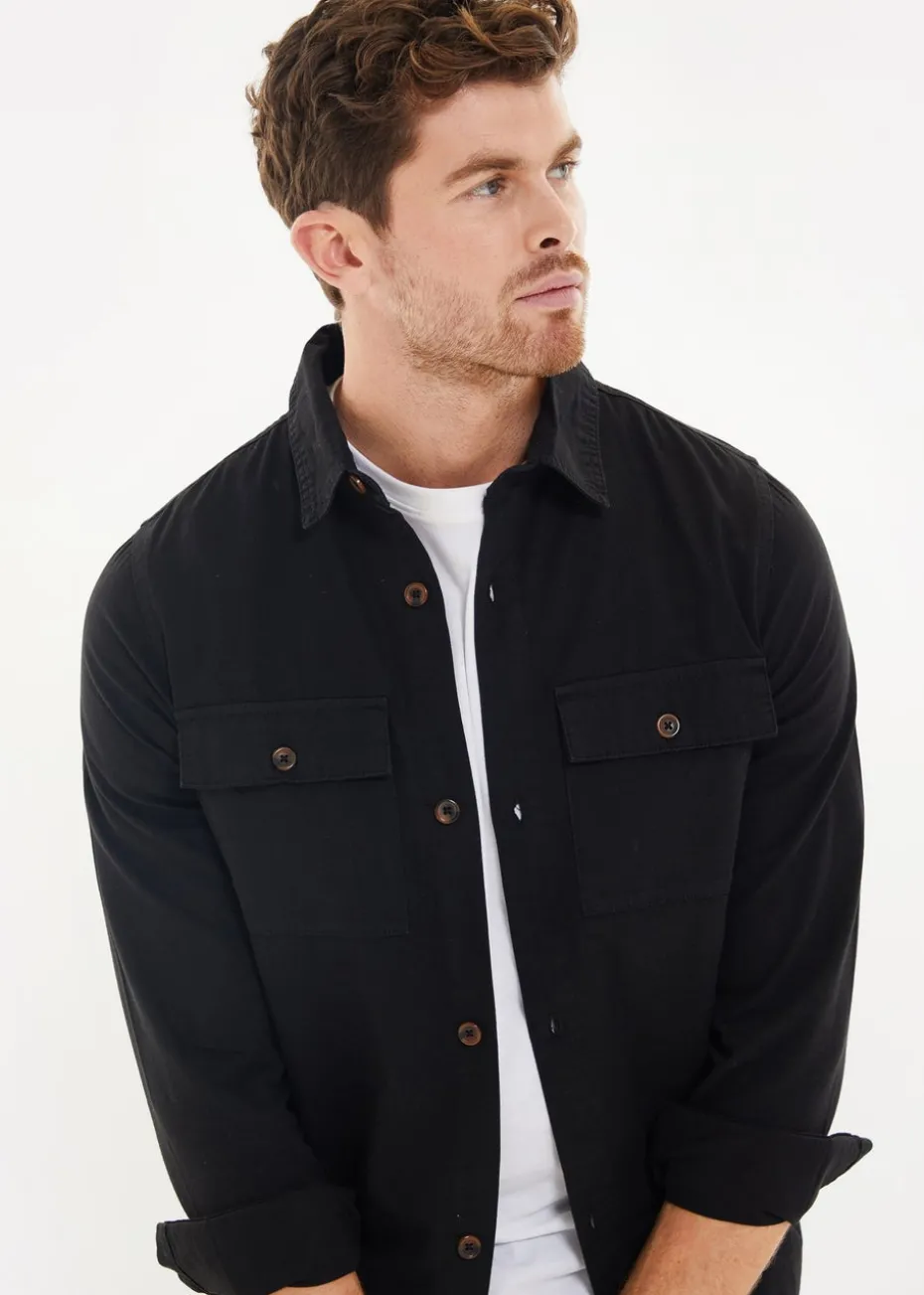 Threadbare Black Lightweight Cotton Shacket