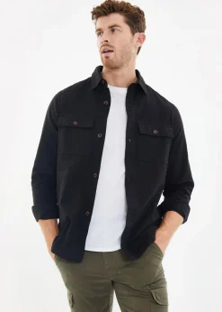 Threadbare Black Lightweight Cotton Shacket