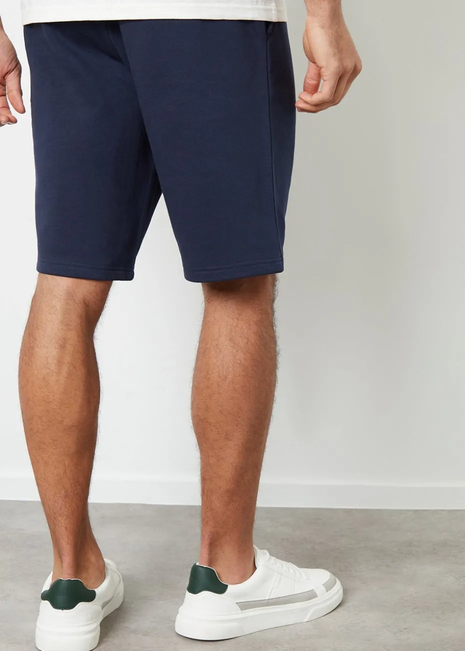Threadbare Black Wiki Knee Length Fleece Sweat Shorts