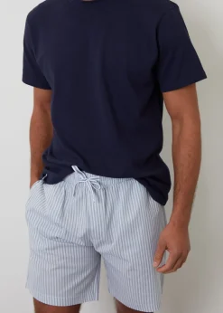 Threadbare Blue Cotton Popcorn Textured Shortie Pyjama Set