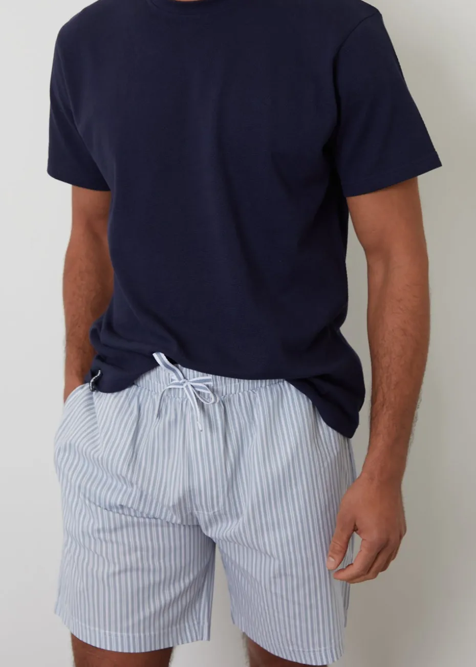 Threadbare Blue Cotton Popcorn Textured Shortie Pyjama Set