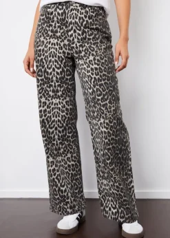Threadbare Brown Soleil Printed Wide Leg Denim Jeans