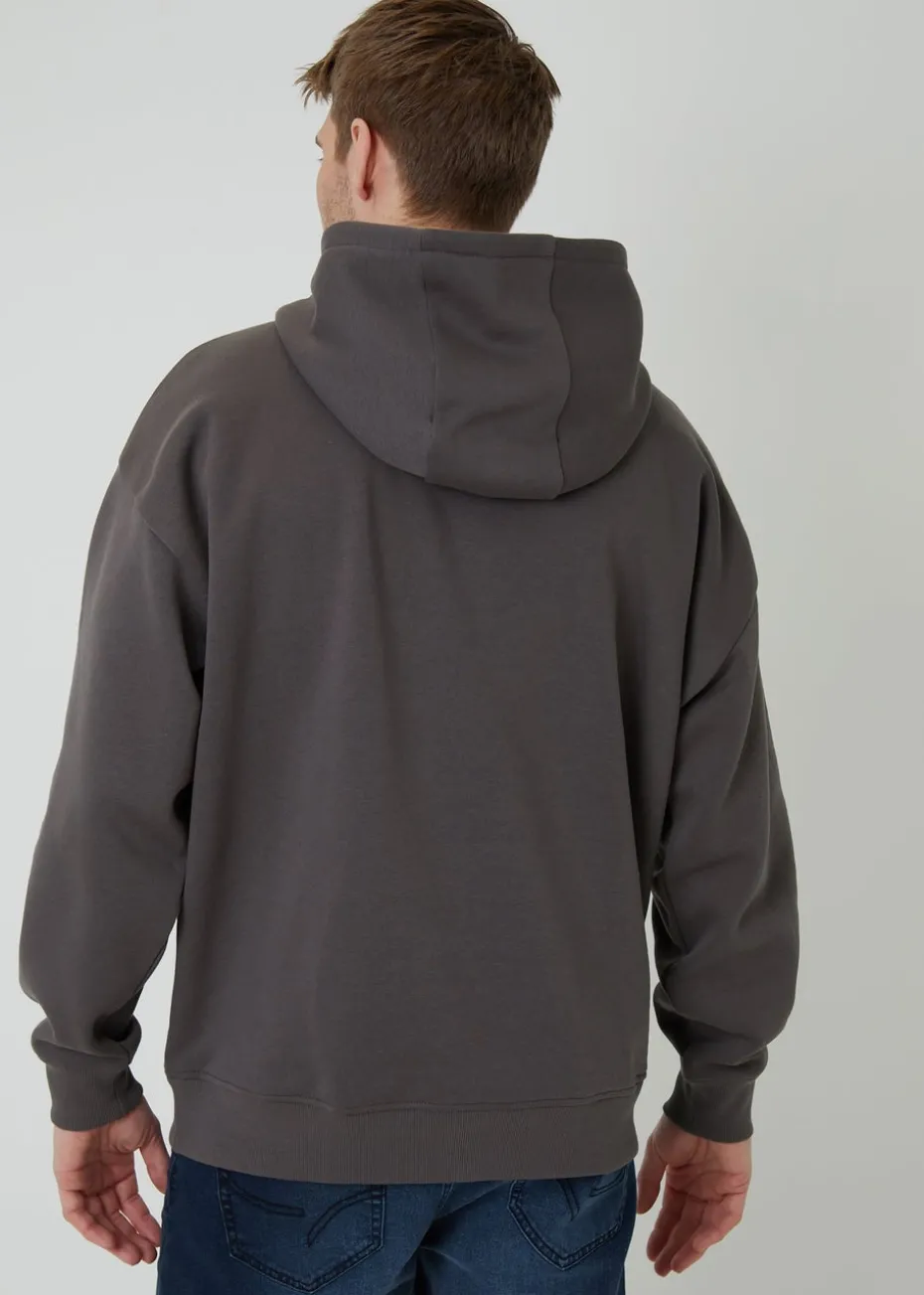 Threadbare Dark Grey Relaxed Fit Pullover Hoodie