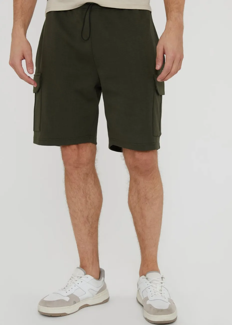 Threadbare Khaki Cargo Pocket Sweat Shorts