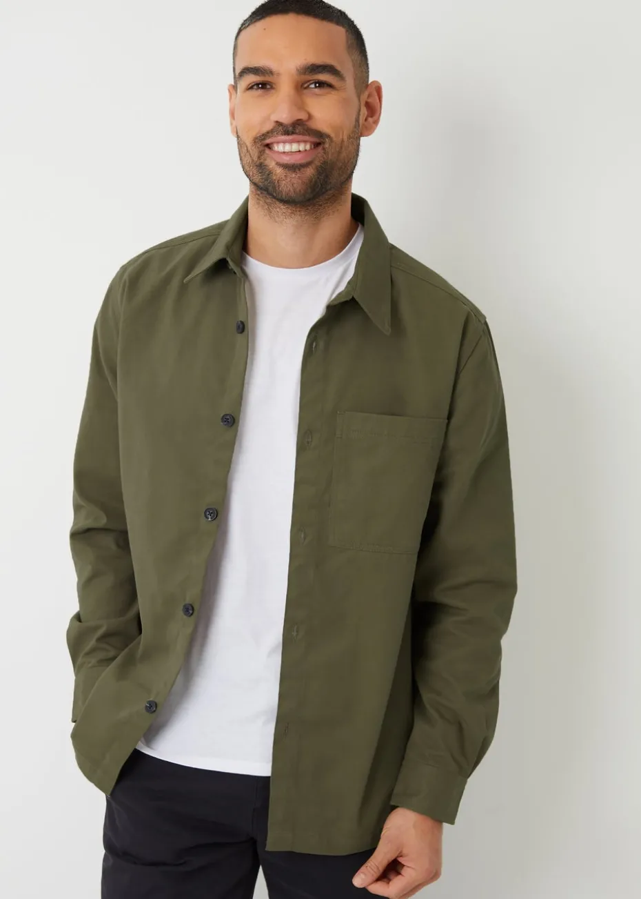 Threadbare Khaki Cotton Twill Shacket