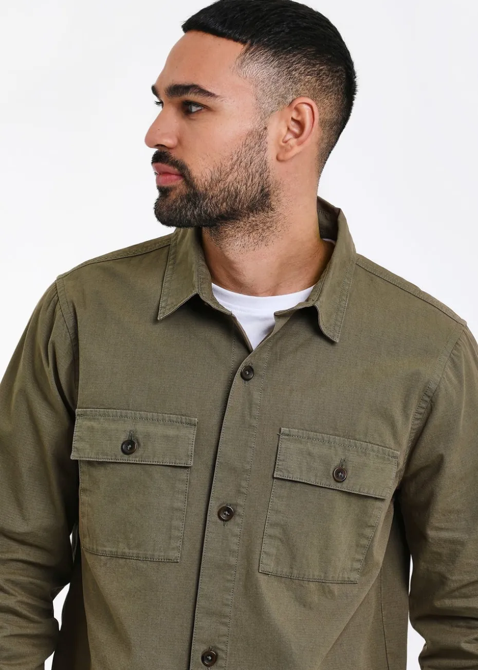 Threadbare Khaki Lightweight Cotton Shacket
