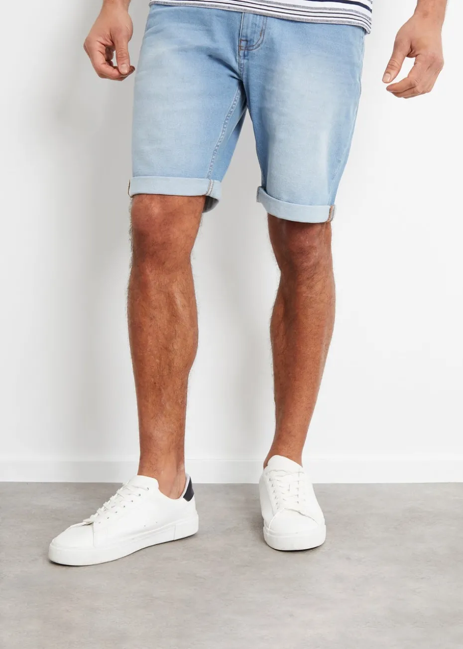 Threadbare Light Blue Edmonton Turn Up Denim Shorts