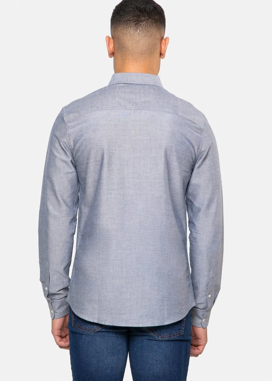 Threadbare Light Blue Oxford Cotton Slim Fit Long Sleeve Shirt
