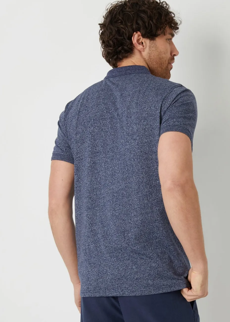 Threadbare Navy Cotton Jersey Grindle Polo Shirt
