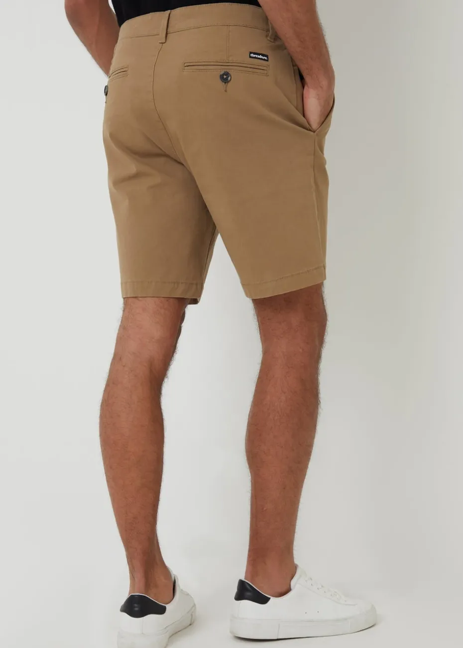 Threadbare Stone Cotton Regular Fit Stretch Chino Shorts