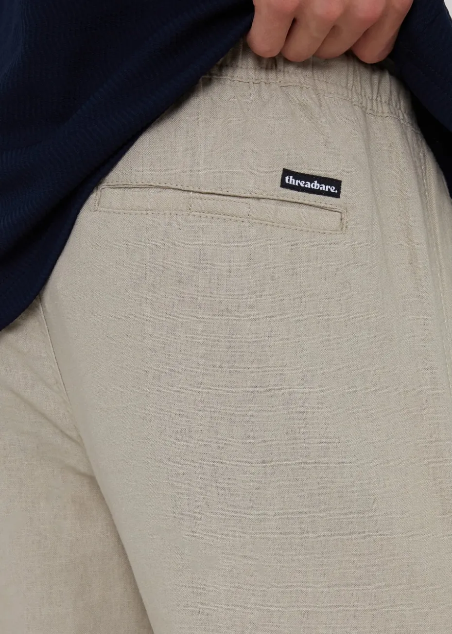 Threadbare Stone Linen Blend Drawcord Trousers