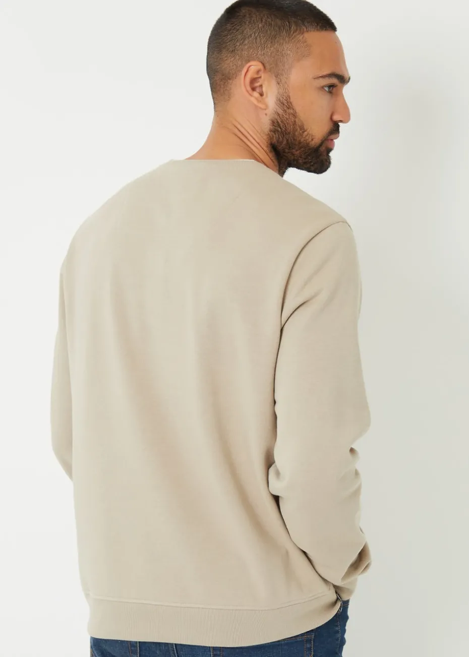 Threadbare Stone Mock T-Shirt Crew Neck Sweatshirt