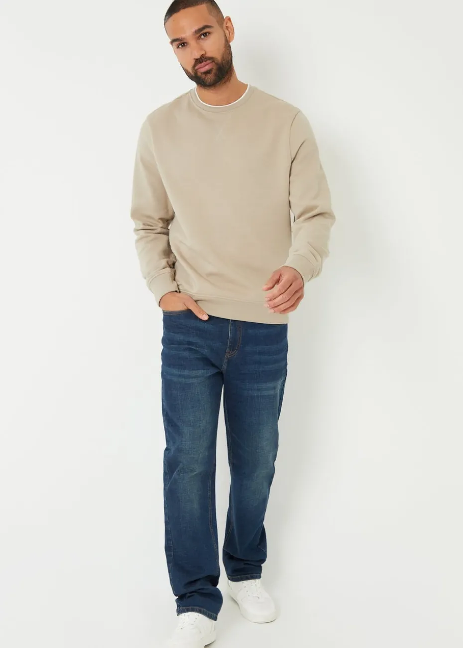 Threadbare Stone Mock T-Shirt Crew Neck Sweatshirt