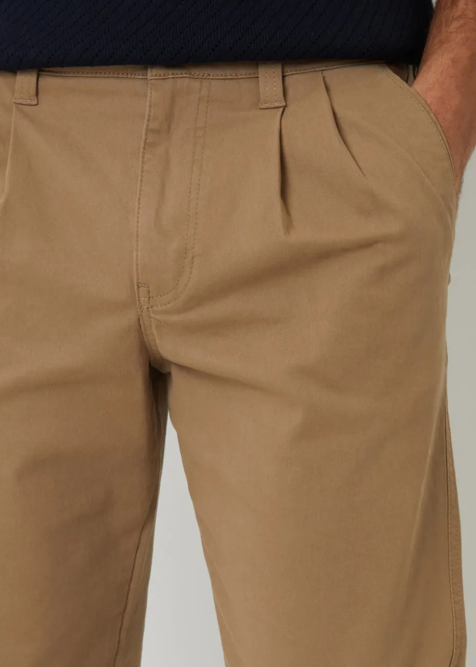 Threadbare Stone Relaxed Fit Cotton Chino Trousers With Stretch