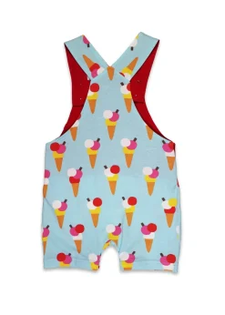 Toby Tiger Organic Blue Ice Cream Print Dungaree Shorts (3 months - 4 years)
