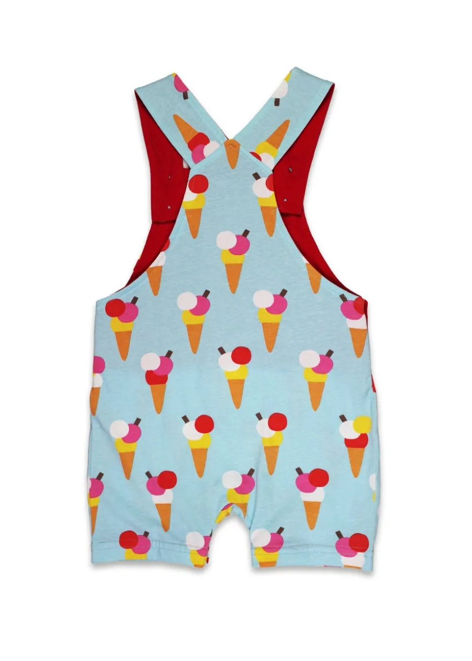 Toby Tiger Organic Blue Ice Cream Print Dungaree Shorts (3 months - 4 years)