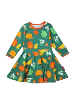Toby Tiger Organic Green Autumn Print Skater Dress (12 Â months - 8 years)