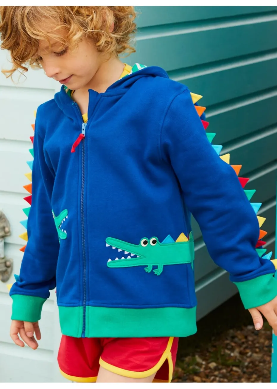 Toby Tiger Organic Green Crocodile Applique Hoodie (6 months - 6 years)