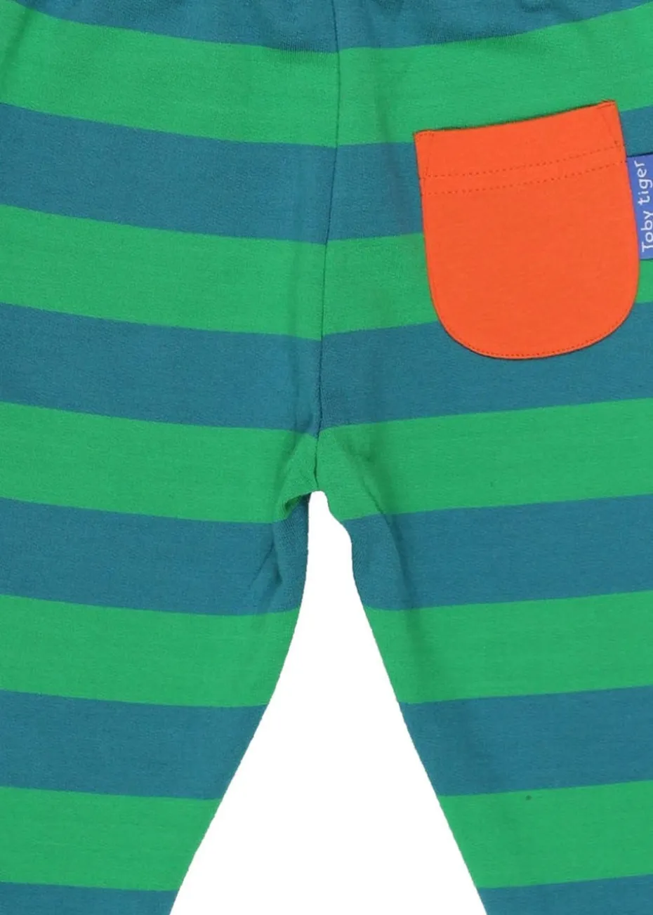 Toby Tiger Organic Green Striped Joggers (3 months - 6 years)
