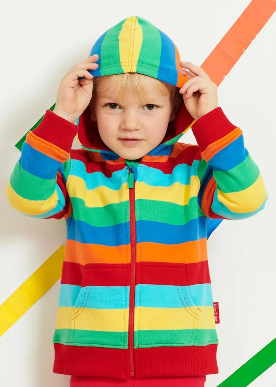 Toby Tiger Organic Multi Colour Stripe Hoodie (6 months - 6 years)