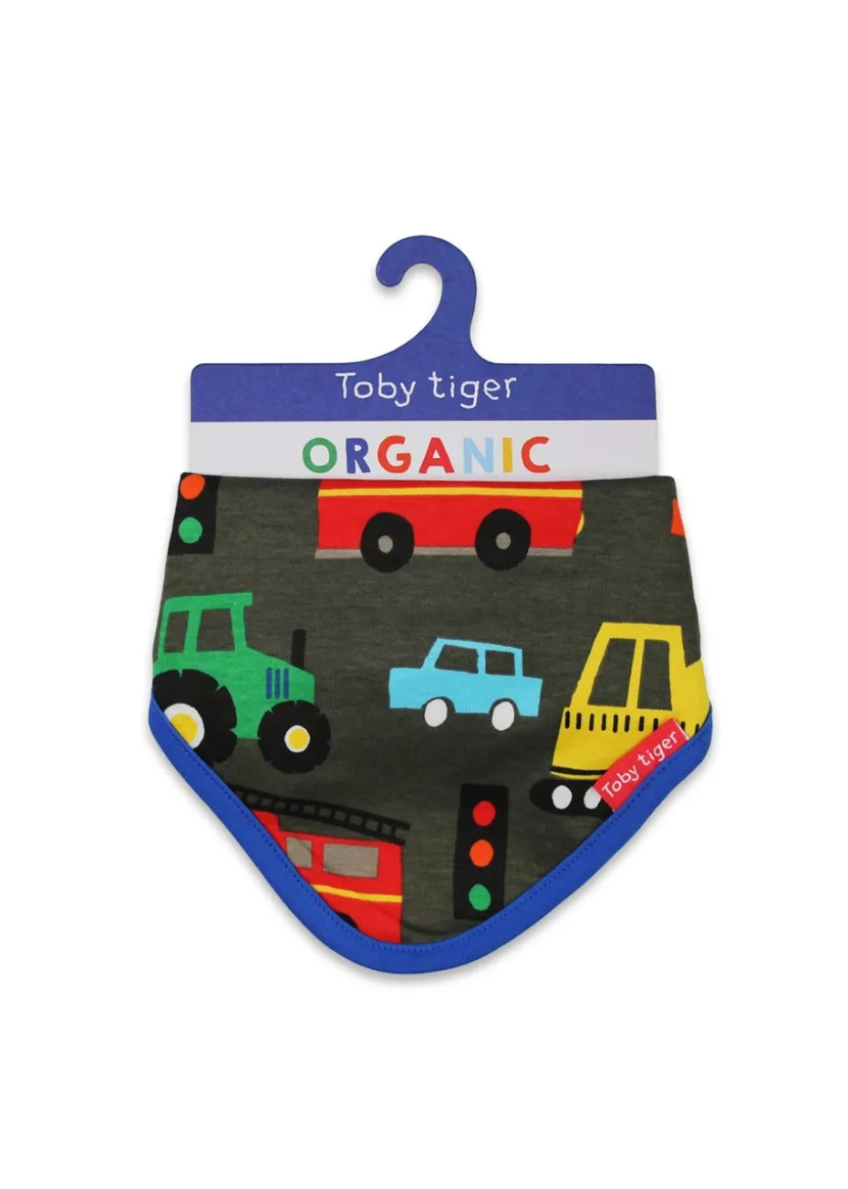 Toby Tiger Organic Multi Colour Transport Print Dribble Bib