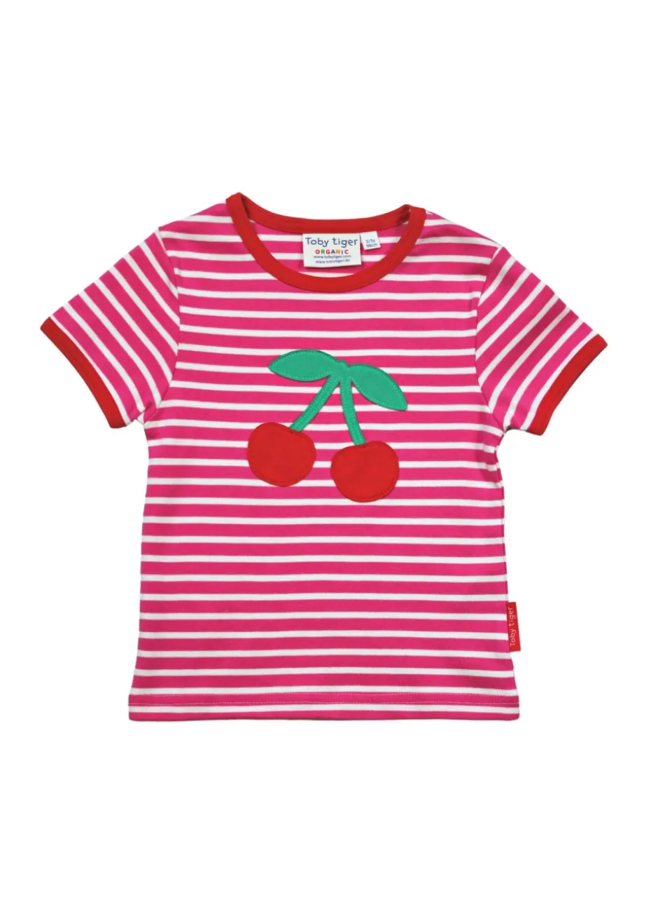 Toby Tiger Organic Pink Cherry Applique T-Shirt (6 months - 8 years)