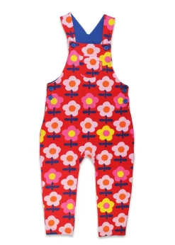 Toby Tiger Organic Pink Flower Print Dungarees (3 months - 4 years)