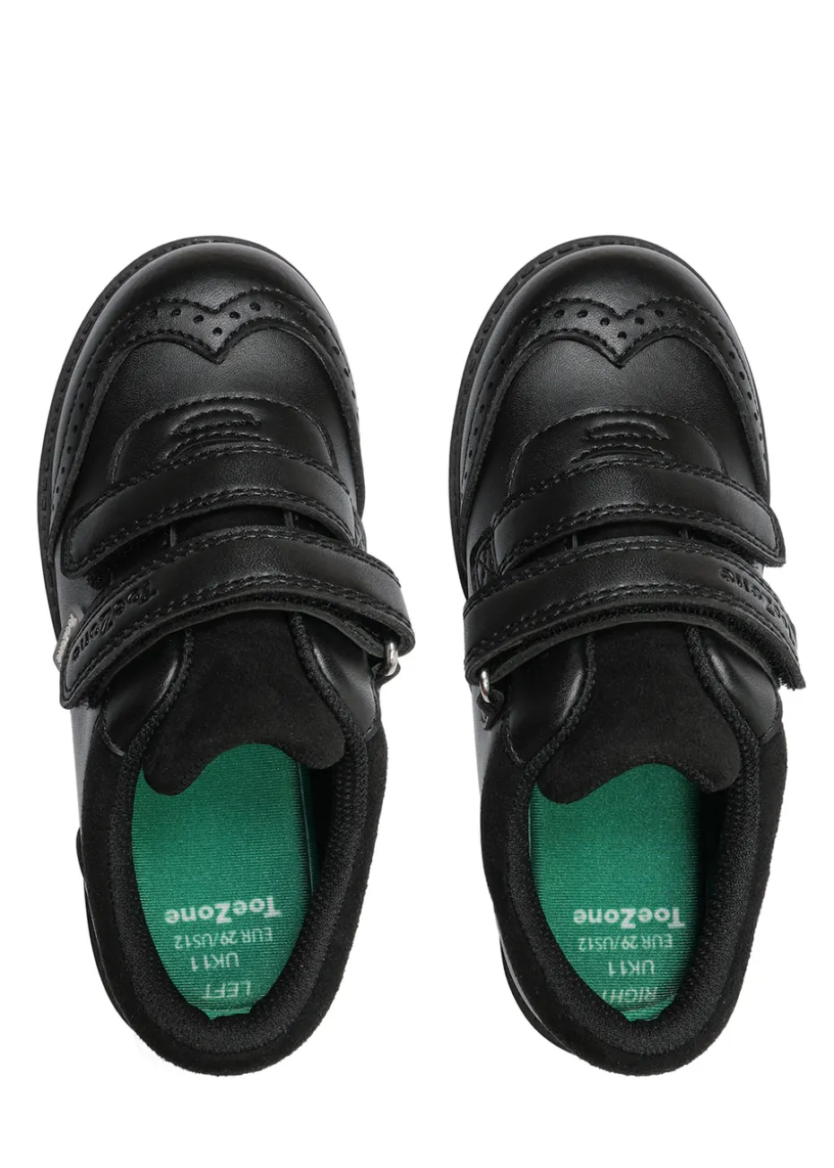 ToeZone Boys Black Theo Coated Leather Smart School Shoe (Younger 8 - Older 3)