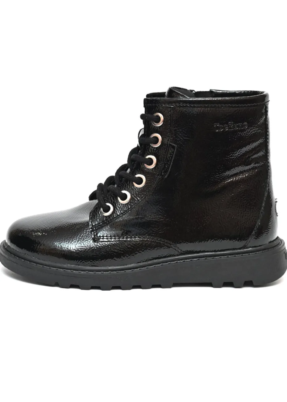 ToeZone Girls Black Abby Patent Leather Ankle Boot (Younger 8 - Older 3)