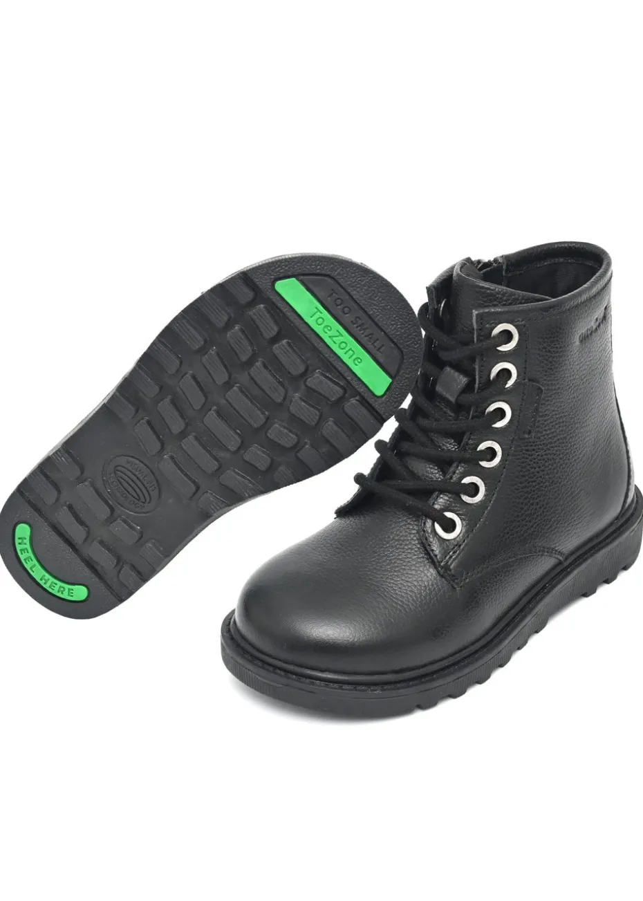 ToeZone Girls Black Angel Leather Ankle Boot (Younger 8 - Older 3)