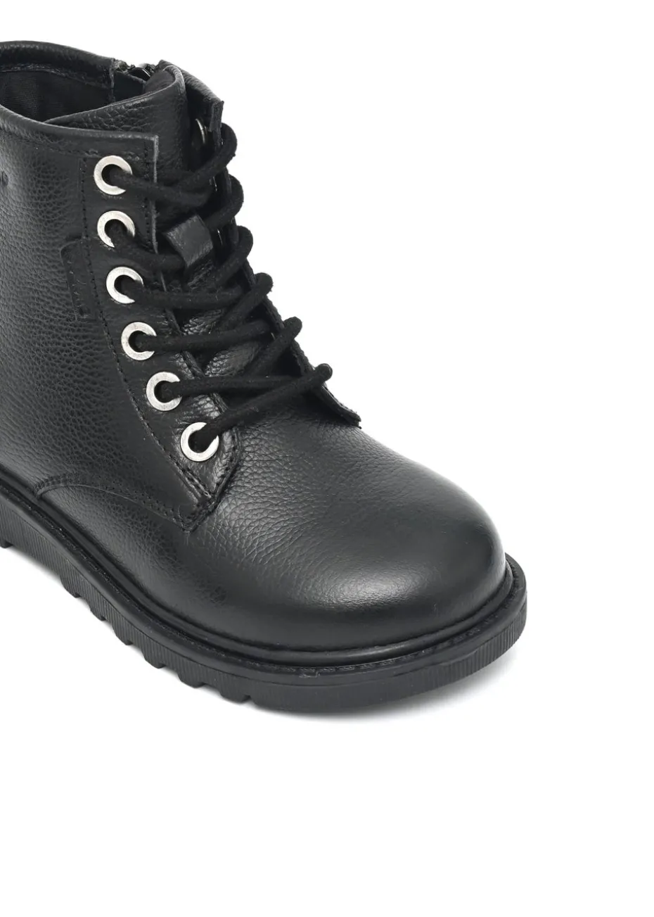 ToeZone Girls Black Angel Leather Ankle Boot (Younger 8 - Older 3)