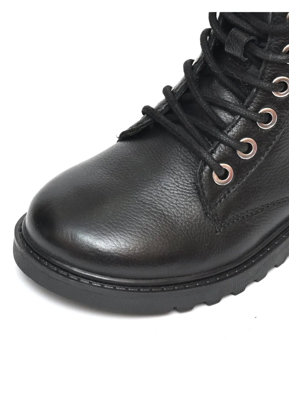 ToeZone Girls Black Angel Leather Ankle Boot (Younger 8 - Older 3)
