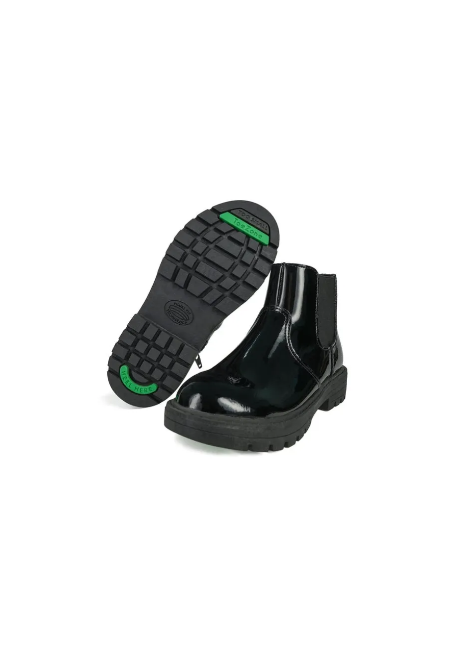 ToeZone Girls Black Cara Zip Ankle Boot (Younger 8 - Older 2)