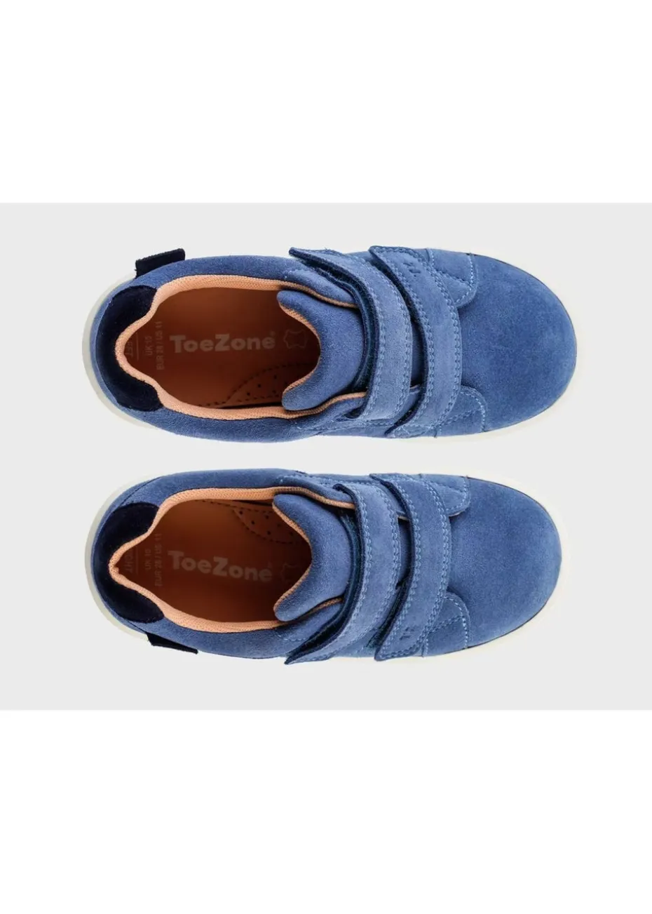 ToeZone Girls Blue Eden Suede Rip Tape Trainers