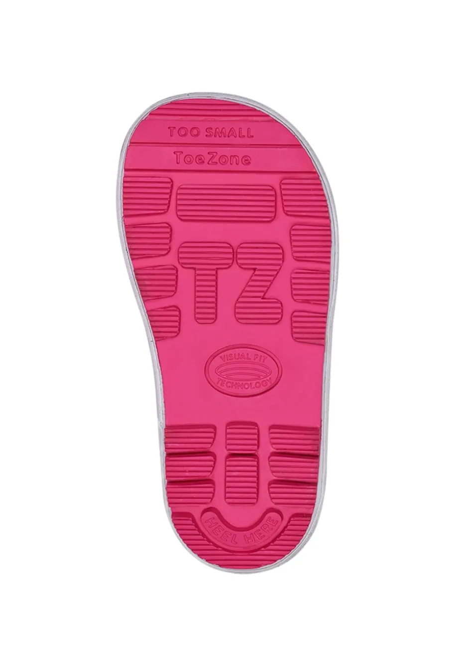 ToeZone Girls Pink Lucy Camo Tie Top Wellies (Younger 6-Older 12)