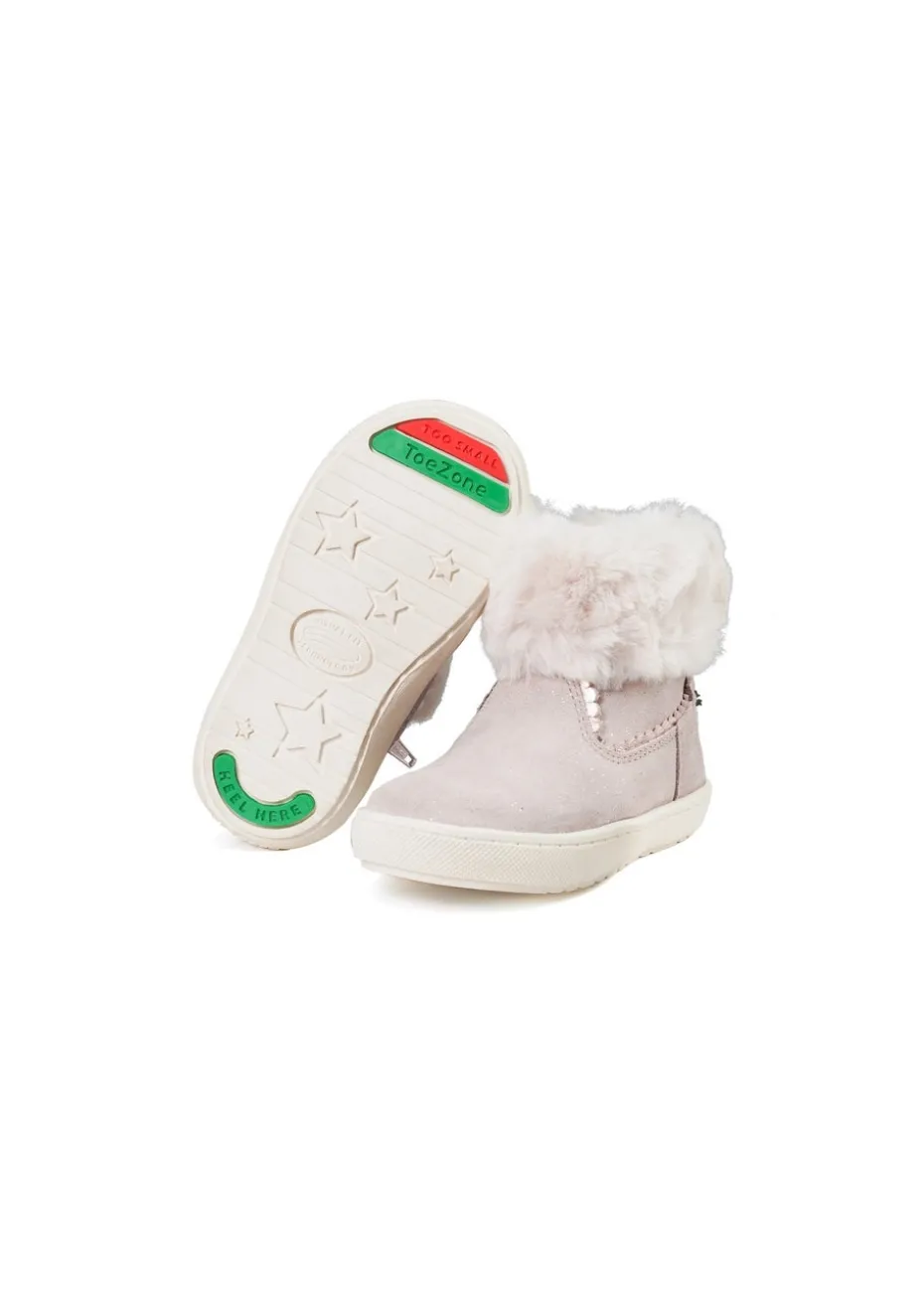 ToeZone Girls Pink Vienna Shimmer Fur Boot (Younger 4 - Younger 10)