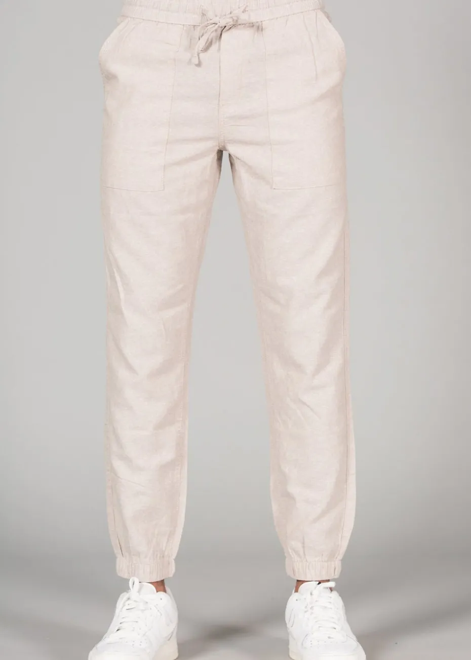 Tokyo Laundry Beige Linen Blend Classic Fit Trousers