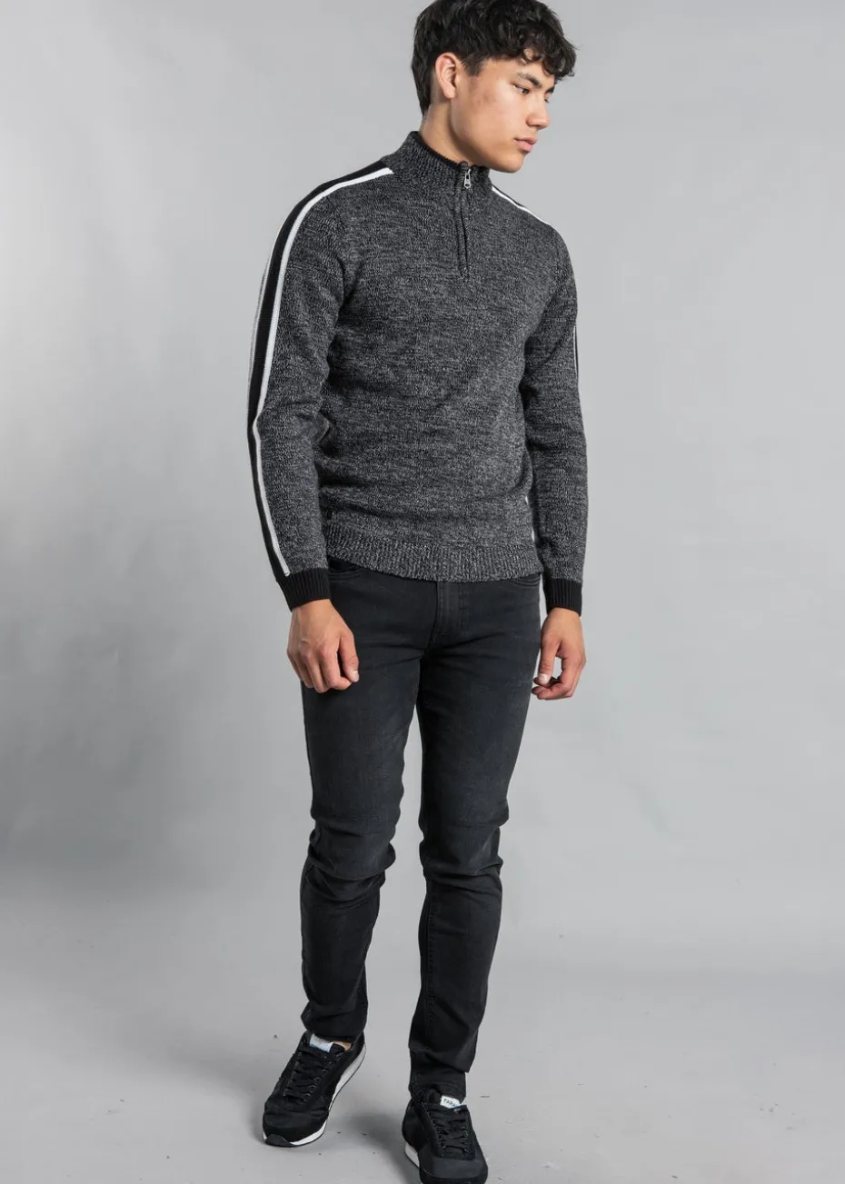 Tokyo Laundry Black Funnel Neck Jumper with Contrast Sleeve