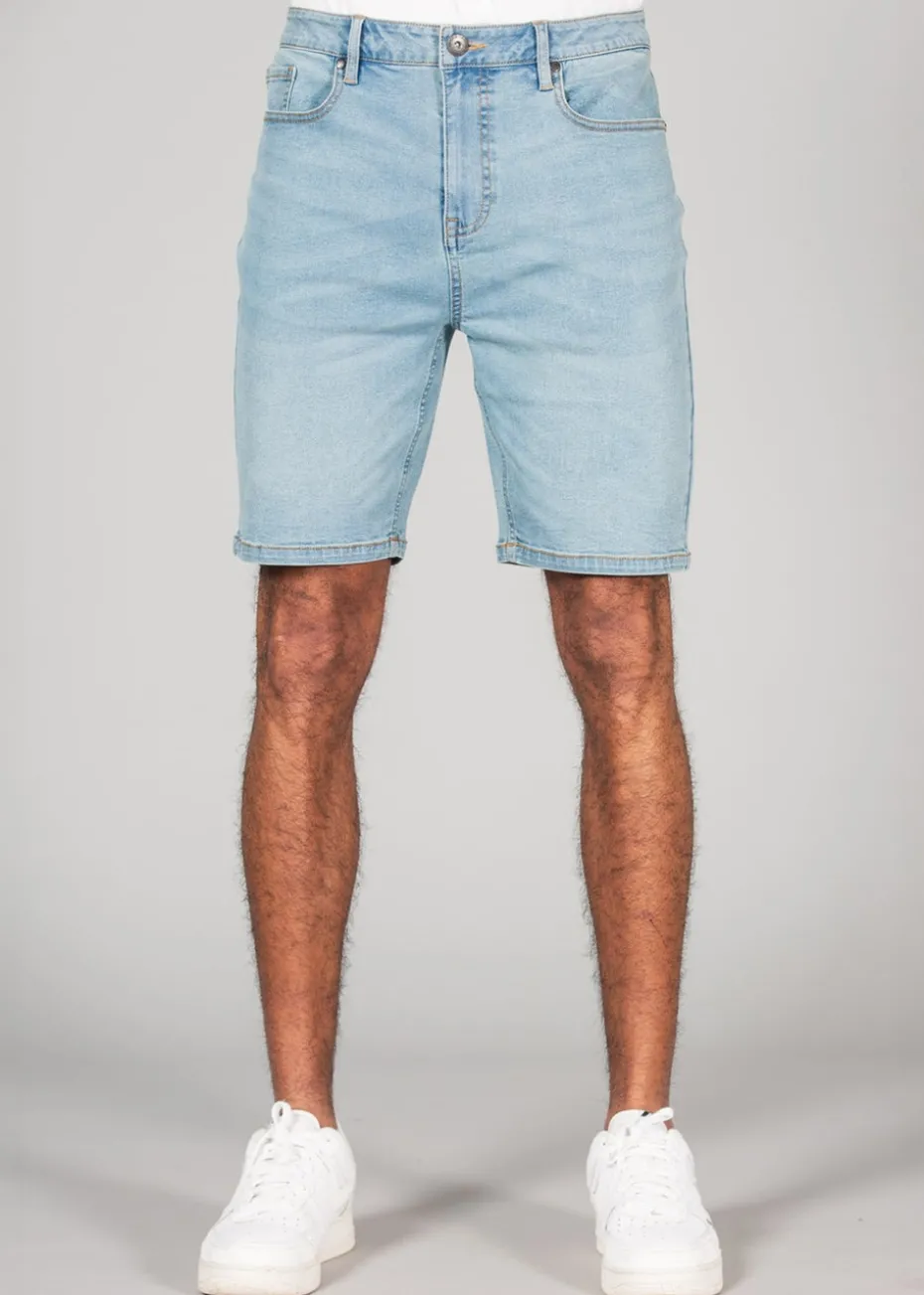 Tokyo Laundry Light Blue Cotton Blend Regular-Fit Denim Shorts