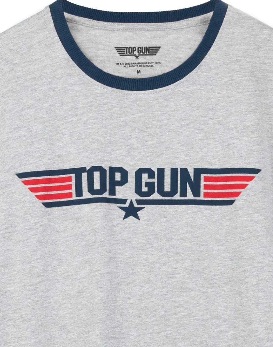 Top Gun Mens Black All Over Print Bottoms Pyjama Set