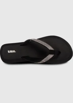 Totes Black Beaded Toe Post