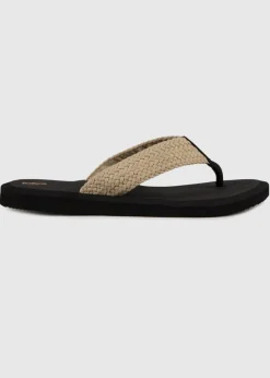 Totes Black Plait Toe Post Sandal