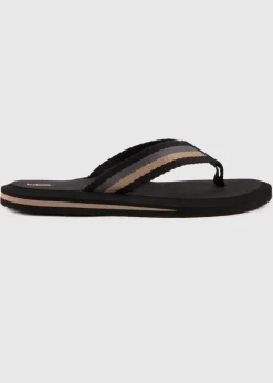 Totes Black Tape Toe Post Sandal