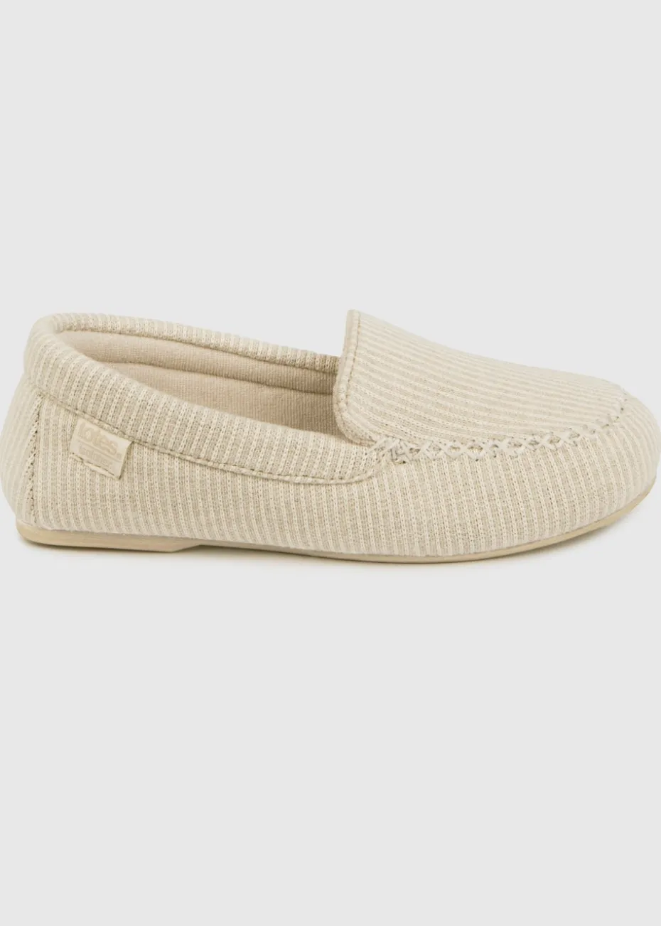 Totes Isotoner Beige Textured Moccasin Slipper
