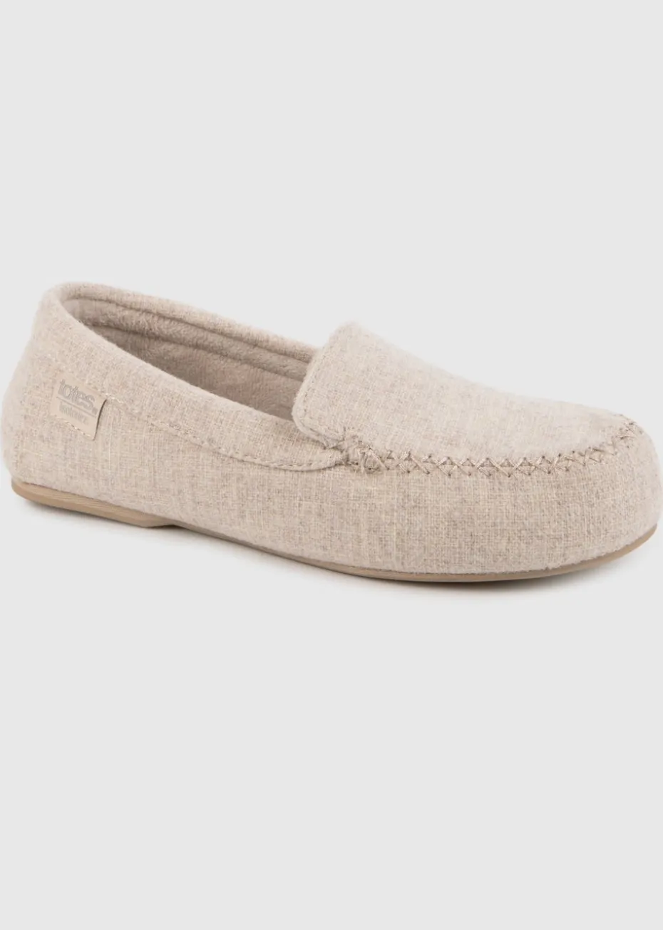 Totes Isotoner Cream Textured Moccasin Slipper