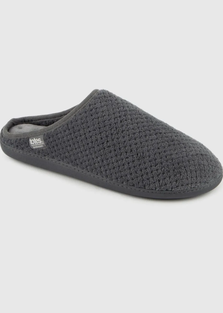 Totes Isotoner Grey Swept Back Popcorn Mule Slipper