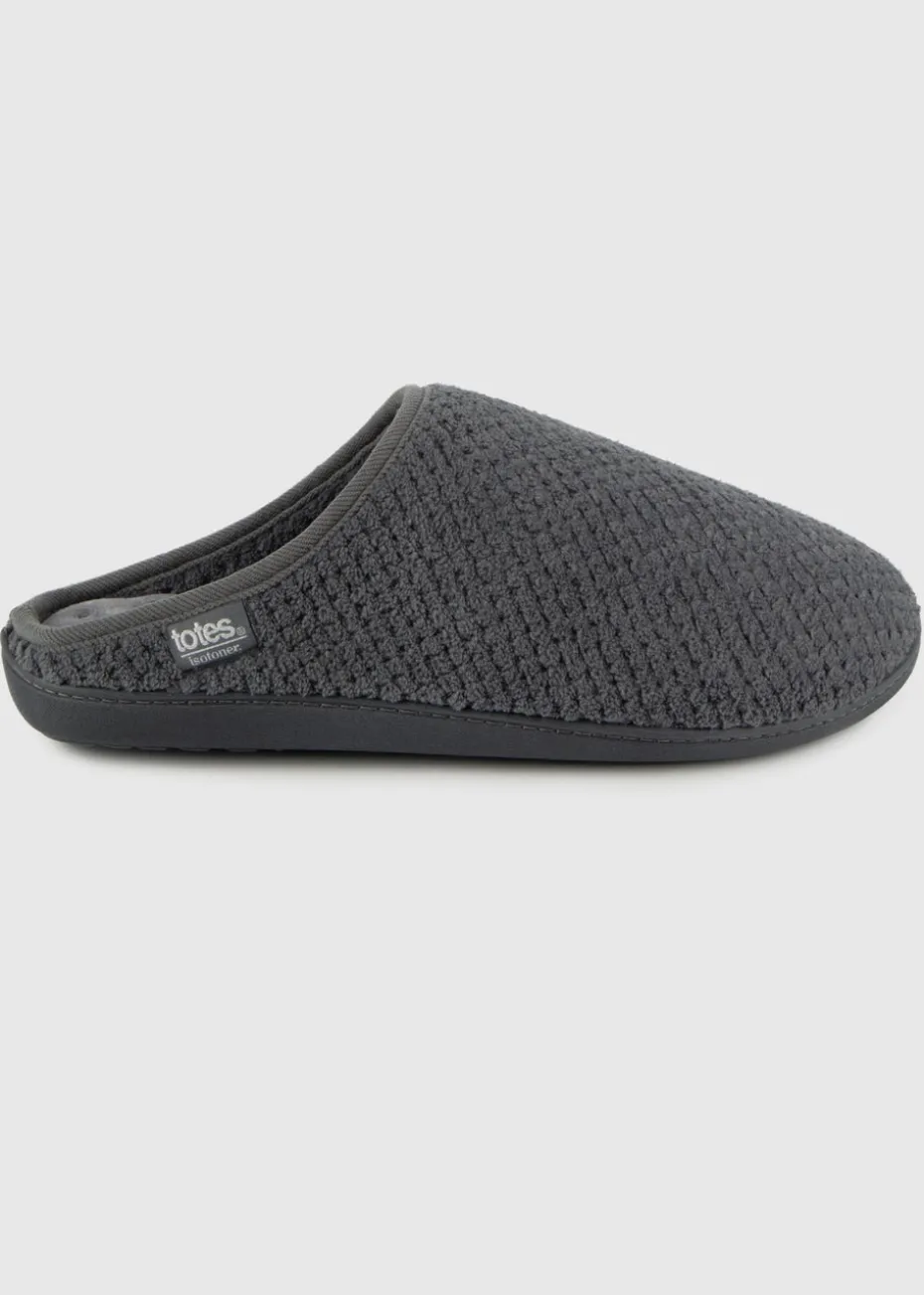 Totes Isotoner Grey Swept Back Popcorn Mule Slipper