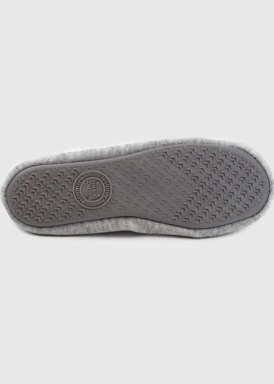Totes Isotoner Grey Terry Ballerina Slippers