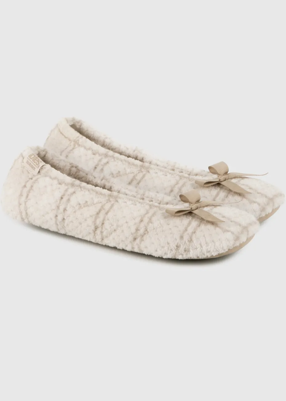 Totes Isotoner Natural Ladies Popcorn Ballet Slippers