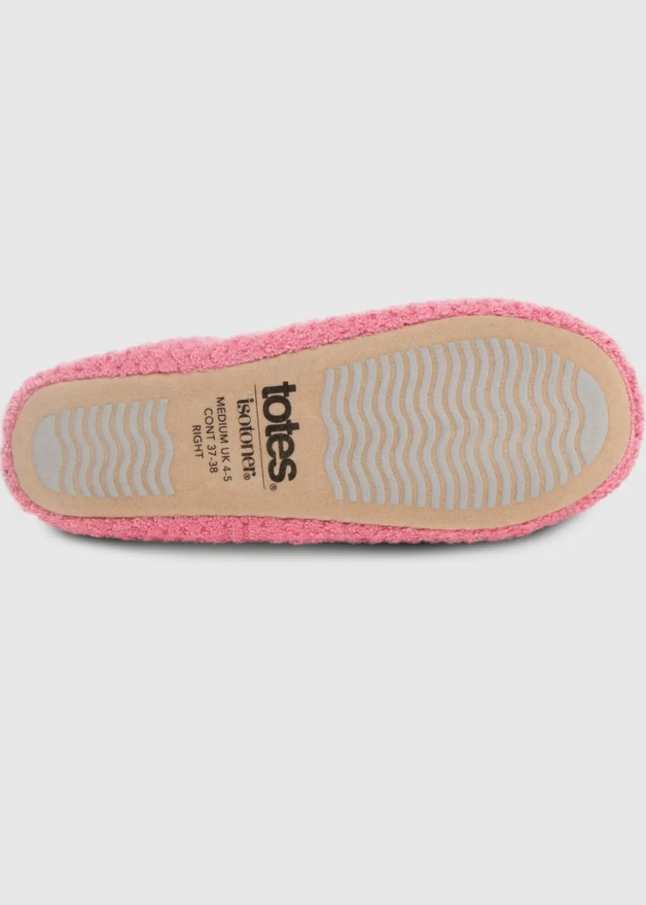 Totes Isotoner Pink Popcorn Terry Ballet Slippers